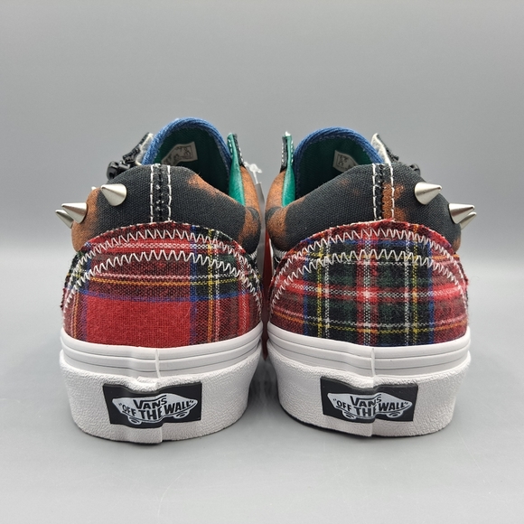 New Vans Old Skool Zip Tartan Daze Acid Dye Plaid Studs Spikes Punk Women's 7 - Picture 6 of 10